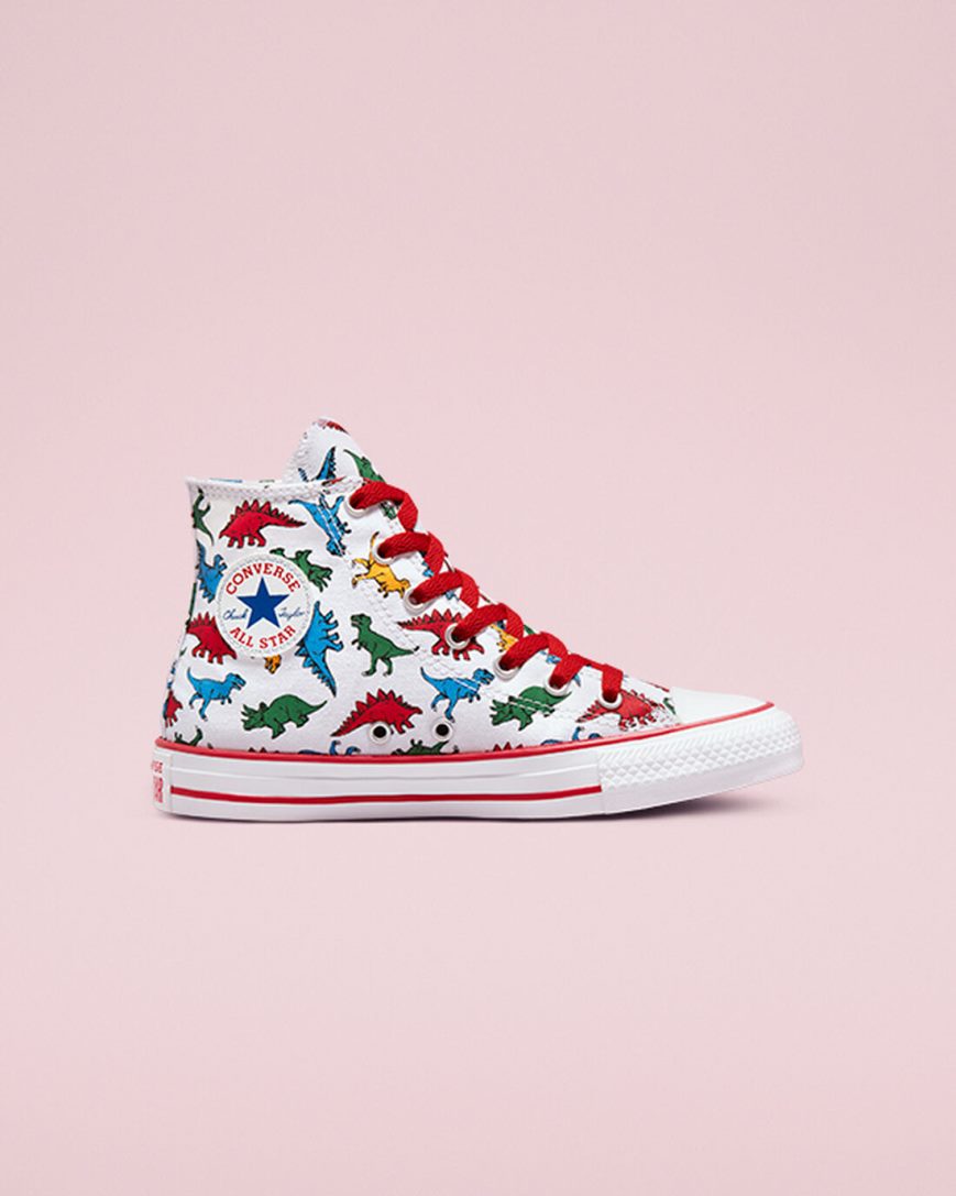 Zapatillas Altas Converse Chuck Taylor All Star Dinosaurs Niño Blancas Rojas Azules | PE 0L7428